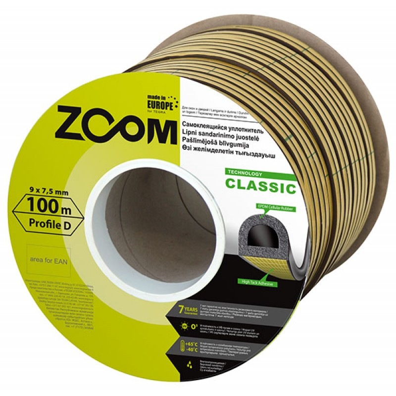 Уплотнитель Classic ZOOM коричневый D-профиль 1м (100)